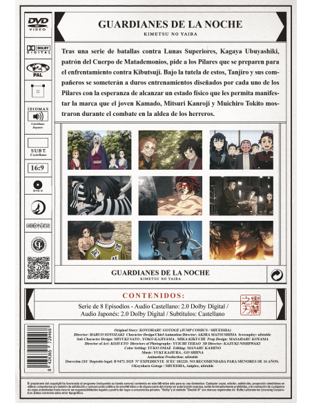 GUARDIANES DE LA NOCHE: KIMETSU NO YAIBA  Arco del entrenamiento de pilares. Episodios 1 a 11