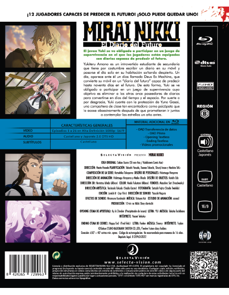 MIRAI NIKKI.  BLURAY. SERIE COMPLETA (2025)