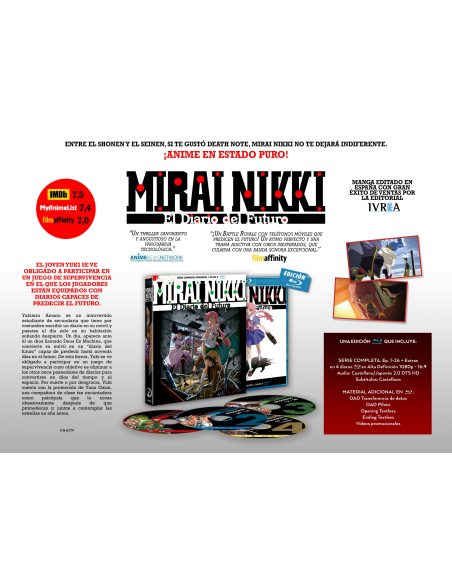 MIRAI NIKKI.  BLURAY. SERIE COMPLETA (2025)