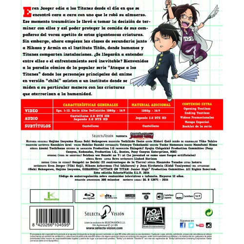 Ataque A Los Titanes Junior High. Serie Completa. Bluray 2
