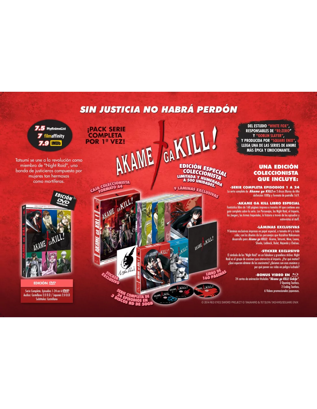 Akame Ga Kill Episodios 1 A 12. Blu-Ray Edición Coleccionistas