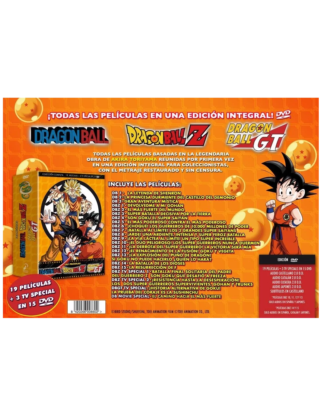 DRAGON BALL & DRAGON BALL Z LAS PELÍCULAS. Colección Completa. DVD