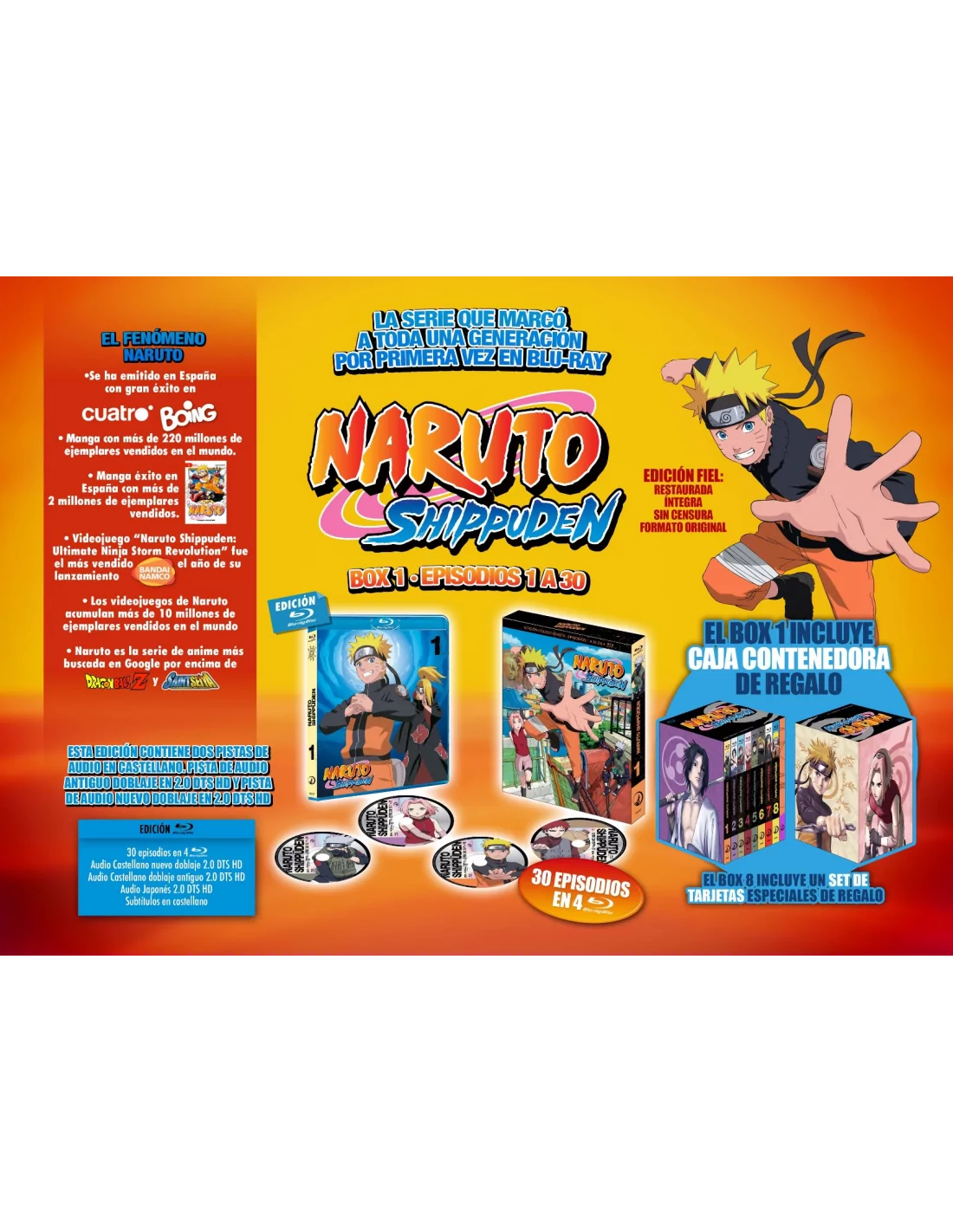 Box blu-ray Naruto Clássico + Naruto Shippuden + Filmes e Ovas